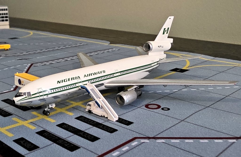 Out of storage. <a href="/NigeriaAirways/">Nigeria Airways</a> was the now defunct flag carrier of my childhood years. The DC-10s were the backbone of their long haul fleet flying to JFK and LHR. I flew the DC-10 to London a couple of times, but was a frequent passenger in the 1970s and 1980s on their domestic