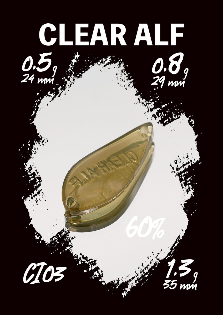 Alfred_Lures's tweet photo. ３月発売！
クリアアルフの新たなカラーラインアップを公開いたします。

ーーーーーーーーーーーー

✔︎CI03  クリアオリーブ60%
クリアオリーブの調色を60%に設定したカラー。既存のクリアオリーブを100%とし、カラー塗料の割合を60%に落としています。

#アルフレッド #alfred #クリアアルフ #エリアフィッシング