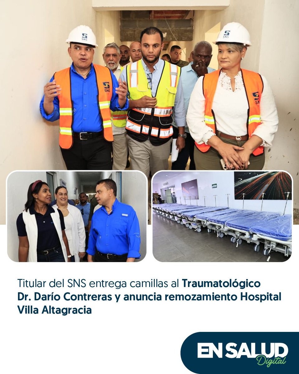 💯✅Cumpliendo con la agenda de visitas programadas a los centros hospitalarios, el doctor Julio Landrón, titular del SNS, realizó este sábado un recorrido institucional que incluyó entrega de camillas, anuncio de remozamiento y supervisión de obras en hospitales del país.