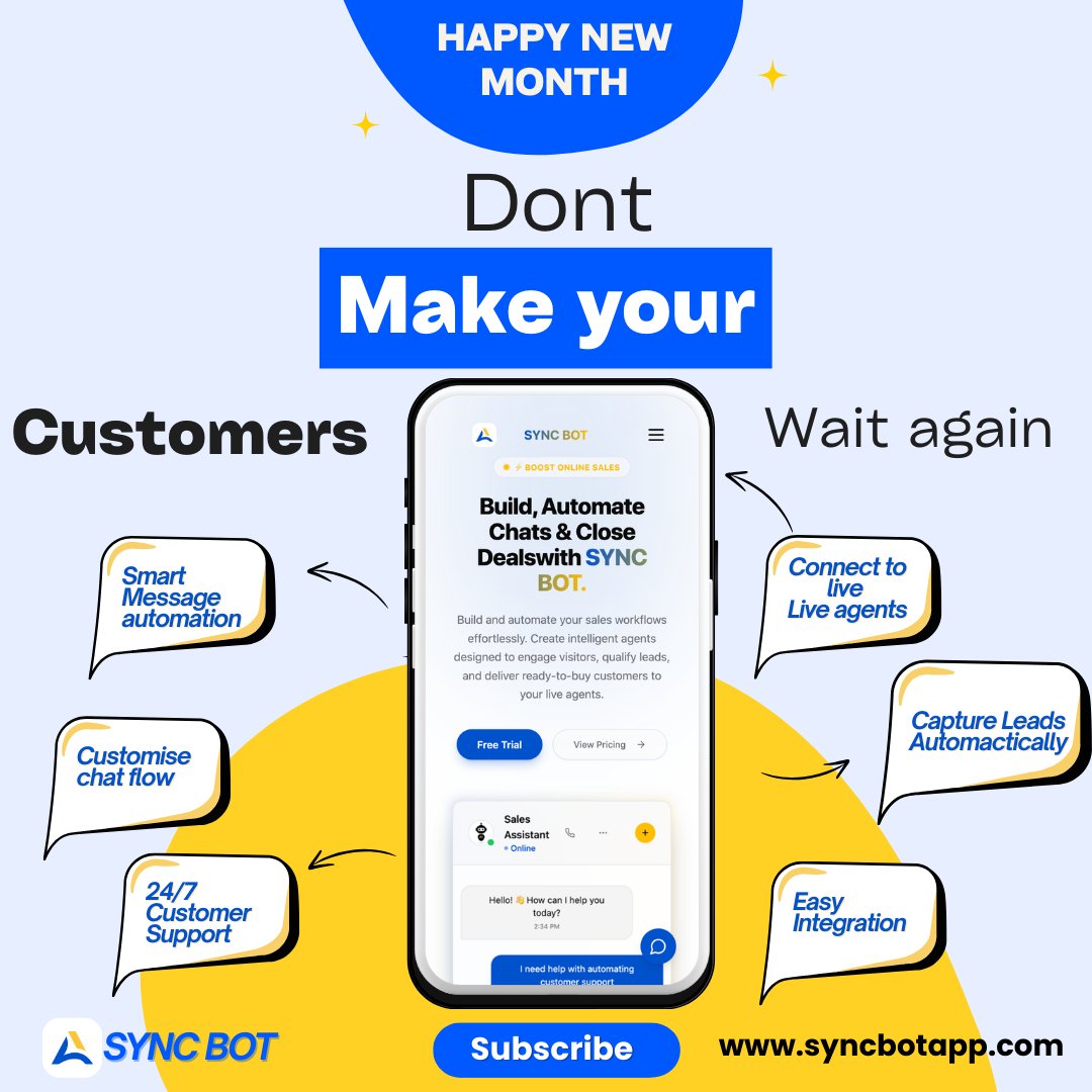 syncathsolution's tweet photo. Don’t make your customers wait again.

SYNC BOT automates chats, captures leads, and connects users to live agents instantly.
Smarter conversations. Better conversions.
https://t.co/84dewpOOib https://t.co/deVROrJ3c3