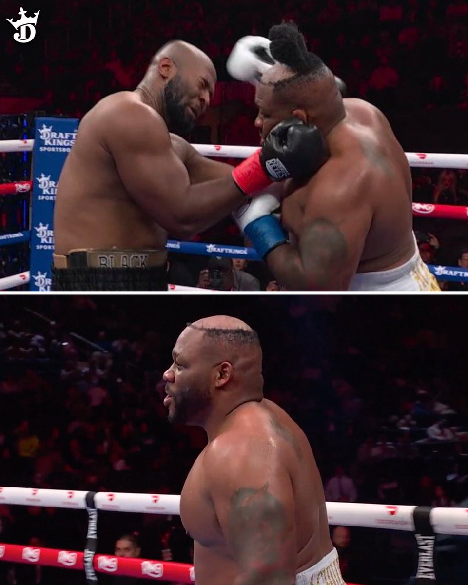 DKSports's tweet photo. Jarrell Miller had his hair KNOCKED OFF during his fight 🤣

He later threw his hair into the crowd and won via split decision ✅ https://t.co/kjc38hHO2d