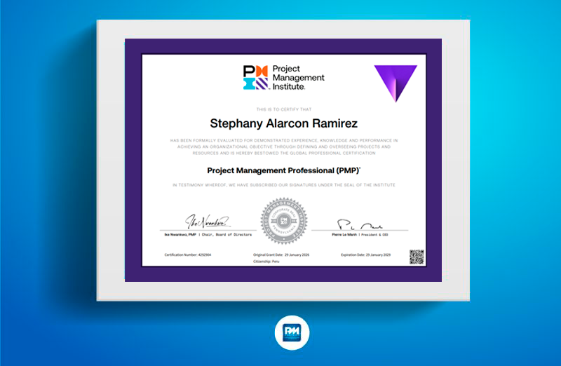 ¡Felicitamos a nuestra alumna Stephany Alarcon por haberse certificado como Project Management Professional (PMP®)!  Su logro es el resultado de compromiso, disciplina y la preparación que recibió en nuestro Curso de Preparación para el Examen PMP. 💪📷 📷bit.ly/3MpdyTd