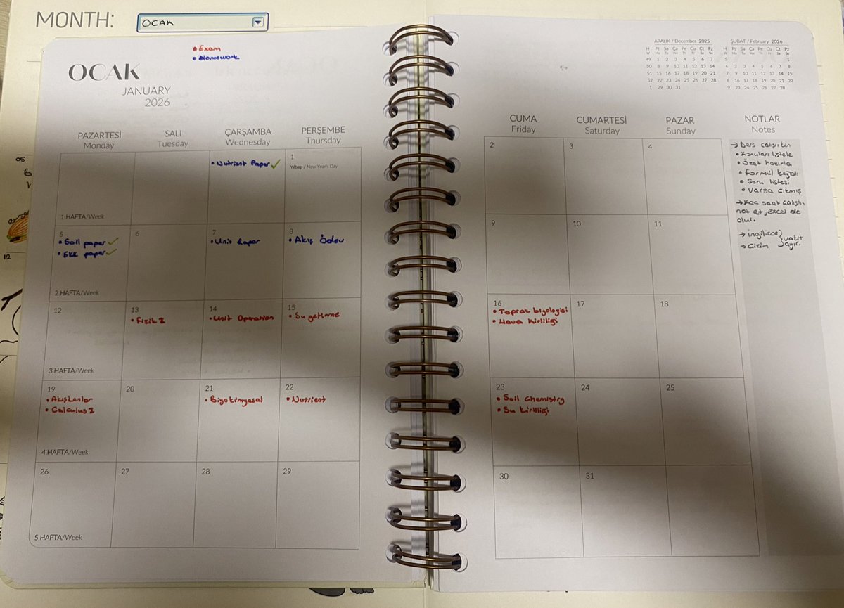 Artık iki ajandam var, biri sadece ders diğeri ise ben