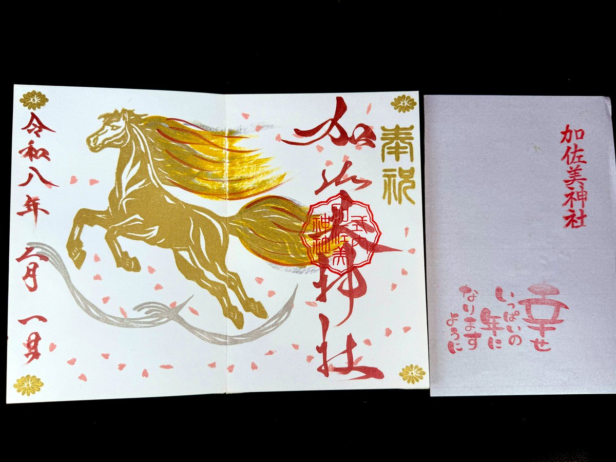 各務原市の #加佐美神社 で御朱印いただきました
「うまくいく」御朱印🐴
躍動感のある馬で良い感じ

#御朱印 #岐阜県 #各務原市