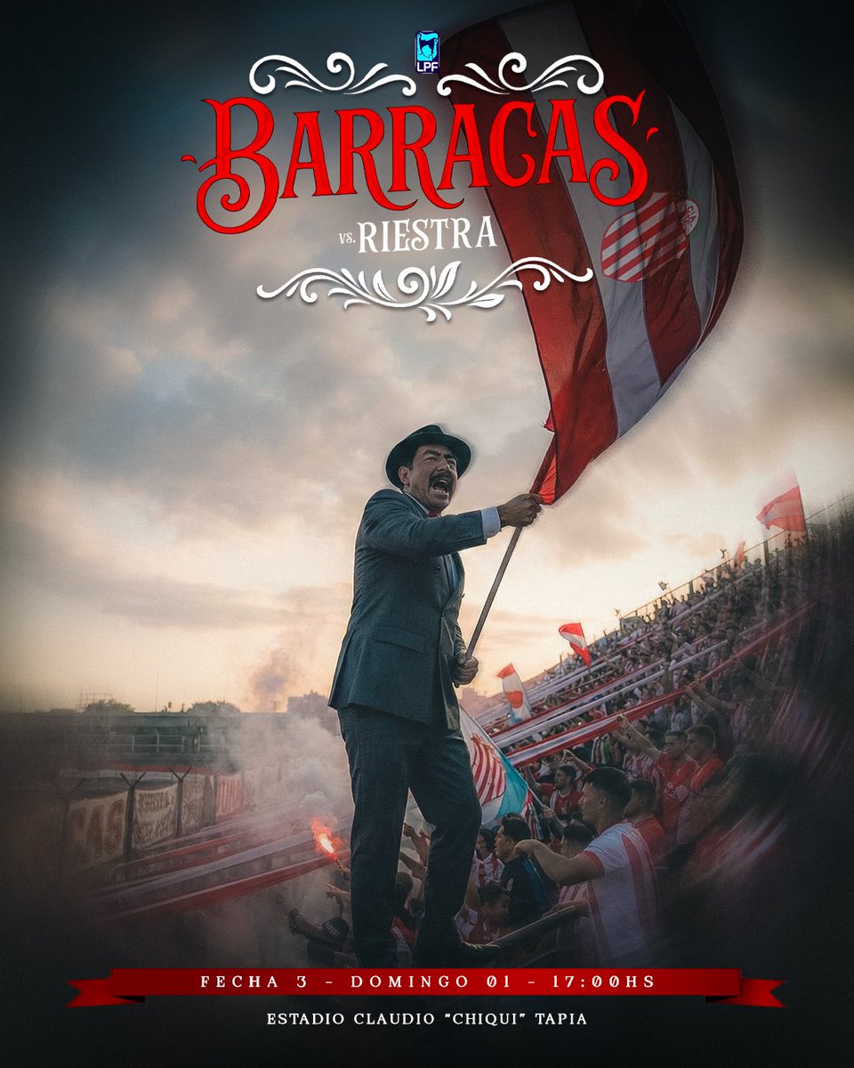 barracascentral's tweet photo. 👊🇵🇪 ¡𝗟𝗼 𝗷𝘂𝗲𝗴𝗮𝗻 𝗲𝗻 𝗹𝗮 𝗰𝗮𝗻𝗰𝗵𝗮, 𝗹𝗼 𝗷𝘂𝗴𝗮𝗺𝗼𝘀 𝗲𝗻 𝗹𝗮 𝘁𝗿𝗶𝗯𝘂𝗻𝗮 𝘆 𝗹𝗼 𝗷𝘂𝗲𝗴𝗮 𝗲𝗹 𝗚𝘂𝗮𝗽𝗼ⵑ

🏆 Apertura 2026.
🗒️ Fecha 3.
🆚 @prensariestra.
🕣 17:00hs.
🏟️ Estadio Claudio "Chiqui" Tapia.
👤 Árbitro: Bruno Amiconi

📺 Seguilo en vivo por TNT Sports.
👉 Suscribite al Pack Fútbol: https://t.co/7AyhFXmoBi