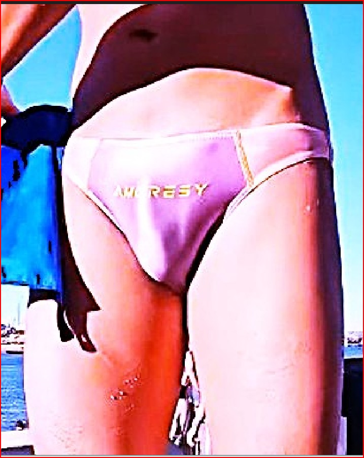 The large bulge is a man's two large, dangling testicles, his most sensitive vital spot and his greatest weakness. No matter how strong a man is, if he is kicked hard in his big testicles, he will writhe in agony.🩲🩲🩲🩲🩲🩲