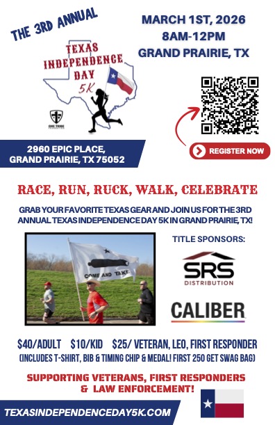 OneTribe_22KILL's tweet photo. Join OTF for the 3rd Annual Texas Independence Day 5K in Grand Prairie, Texas on March 1, 2026! Sign up today: https://t.co/5Syd7mEdwN https://t.co/trh45kdsJ4