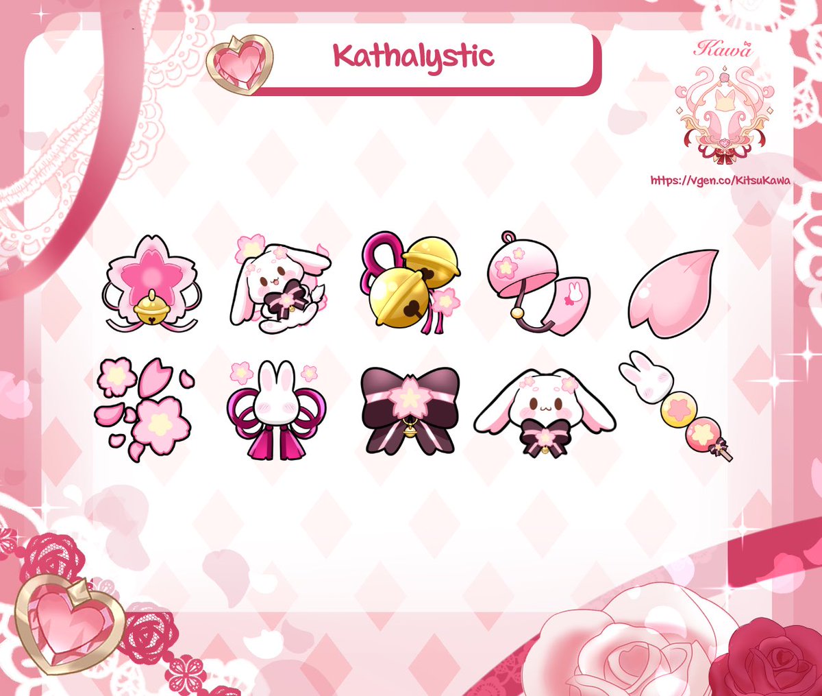 Bit Badges done for the cute Kathalystic! 🍡🐰We cooked ! 🌹
<a href="/kathalystic/">Kath 🌸</a> 

#VGenComm #vgen #VGencomms #twitch #vtuber #kawaii