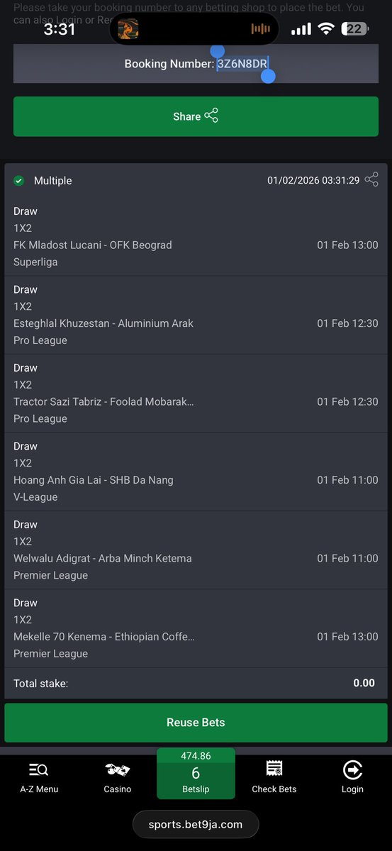 officialmoore7's tweet photo. 3Z6N8DR - 6/6
3Z6NBKL - 6/6
3Z6NCPR - 6/6

#Bet9jaCode 
#Bet9jaCode https://t.co/PPOSCVsiTF