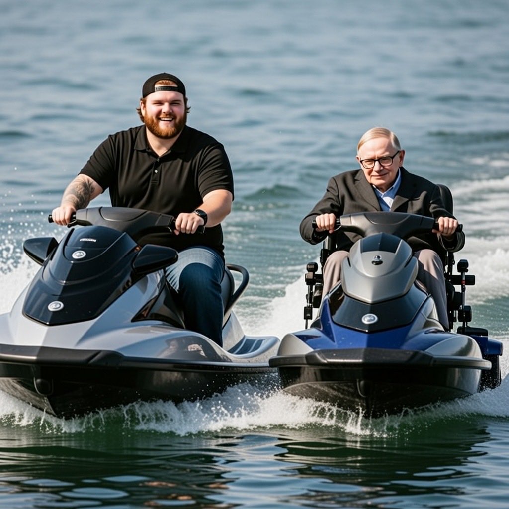 RyanPrice256299's tweet photo. @HutchMF any reason you gave Hawking the SLOWER jet ski? https://t.co/sMmcvtMzzW