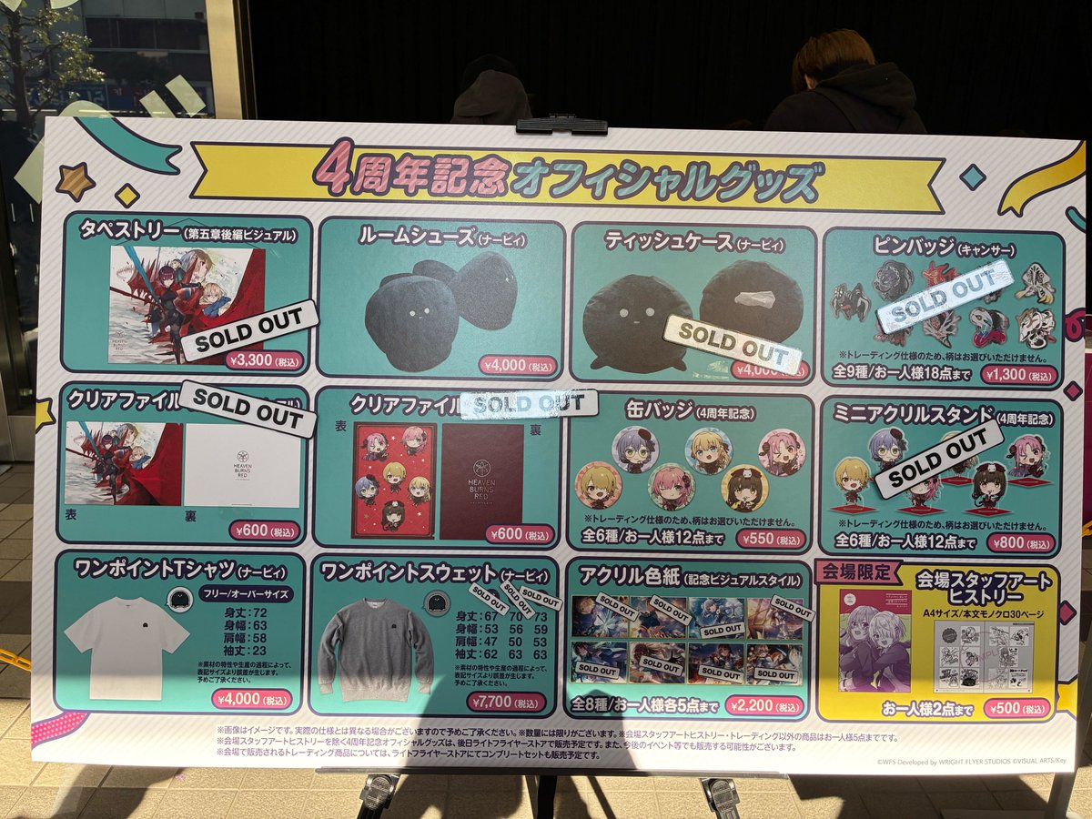 4th Anniversary Party! 2日目お知らせ】 ▽本日分完売グッズ情報