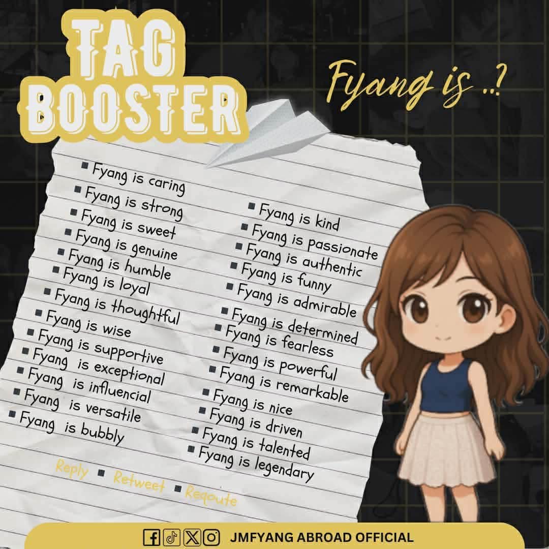 JMFabroadOfc's tweet image. Second Tag Booster Besties 

Fyang is……….

Reply | Reqoute | Repost 

ASAPasalamat WITH JMFYANG
#FEBlossomWithSOFIASMITH