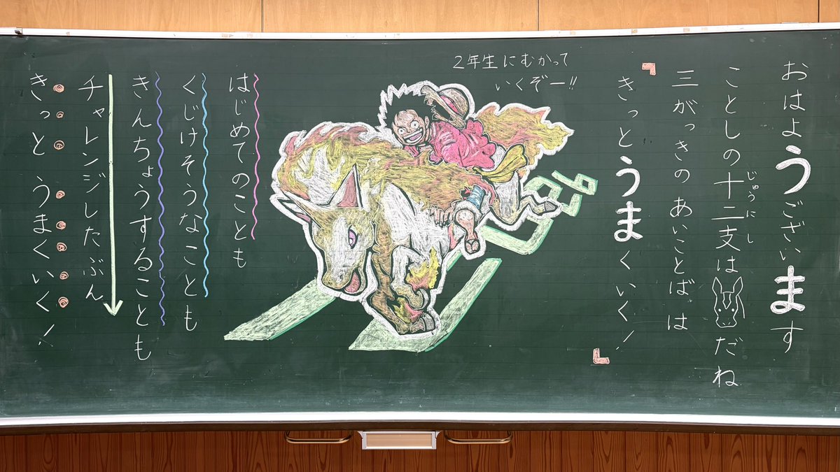 今月描いた絵を晒そう 年始黒板アート ほぼ日ワンピ 2026年1月いい