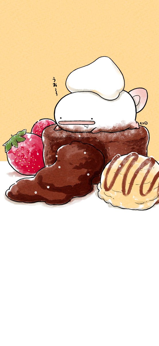 「うおマロ、スイートクッション 2月のカレンダー待ち受けが完成しました! カレンダ」|モコ@うおマロ漫画更新中です！のイラスト