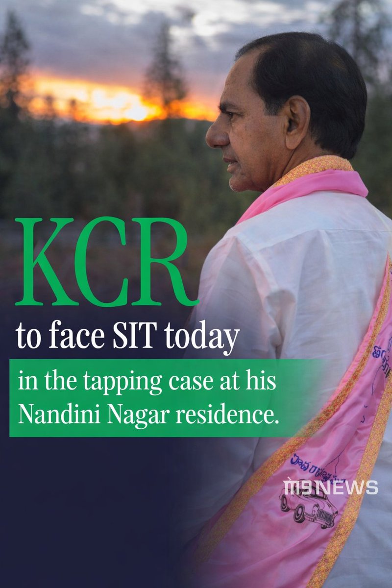 M9News_'s tweet image. KCR to face SIT today in phone tapping case at 3 PM at his Nandini Nagar residence. 

Leaves Erravalli 9 AM, reaches 11 AM.

BRS has called for protests across the state today.

#KCR #BRS #PhoneTapping
