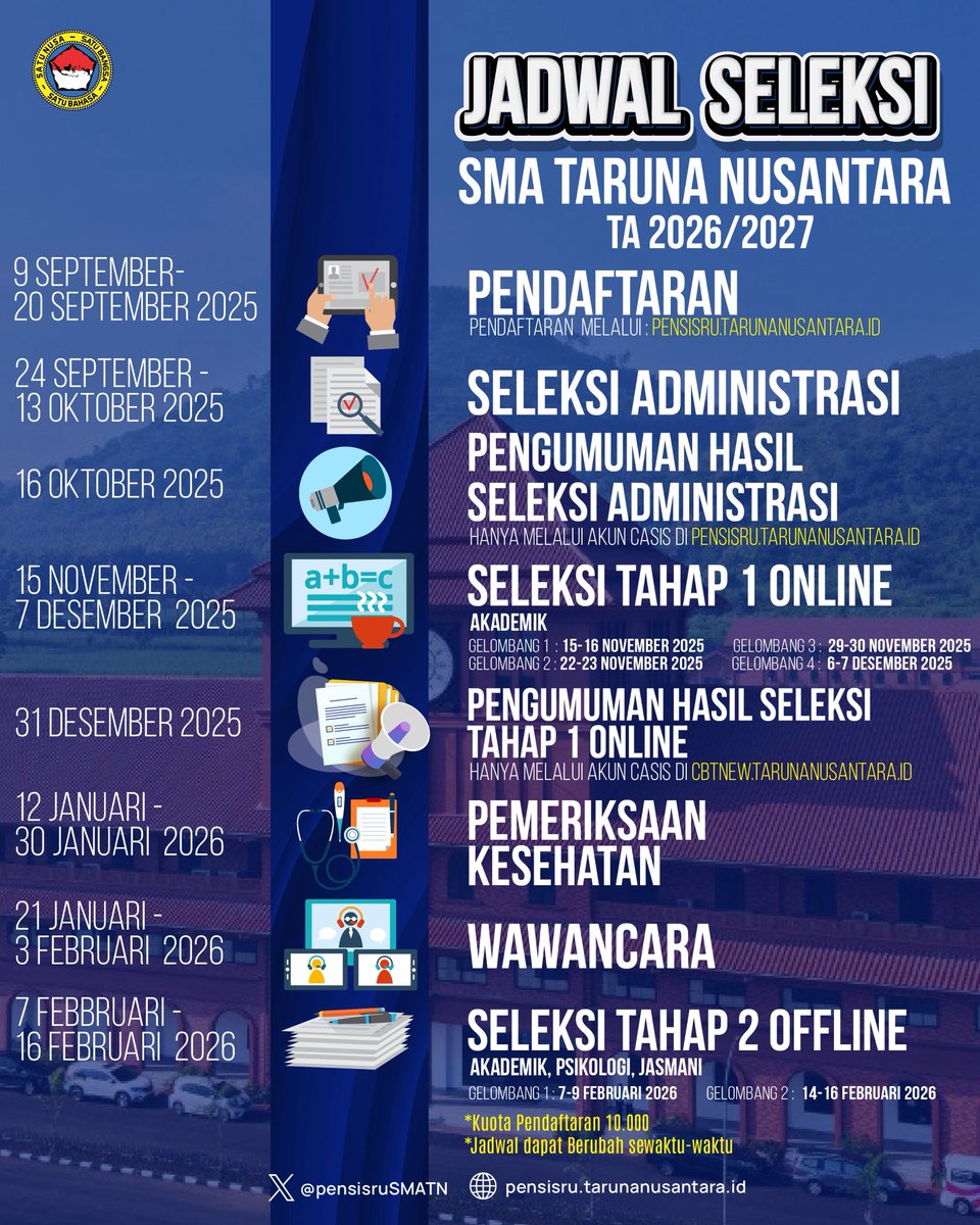 Pendaftaran SMA Taruna Nusantara tweet media