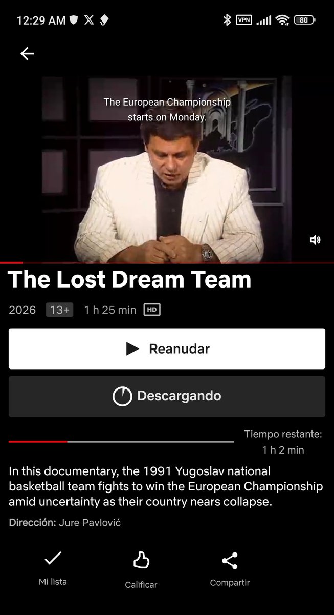 aspoliansky's tweet photo. @diebrunetti Listo! Me conecte a una VPN de Servia, abrí Netflix en mi tel. , la busqué y ya la estoy bajando. Subtitulos solo en inglés. https://t.co/werb8BL5Jl