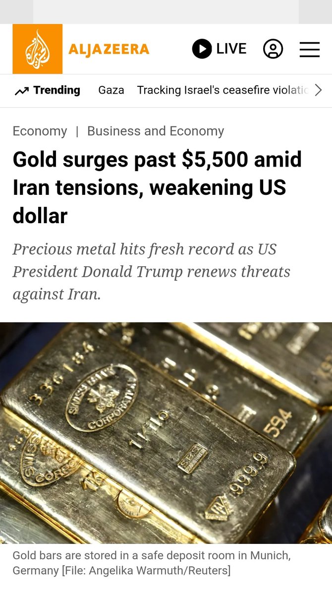 SAFEGOLD_'s tweet photo. World shaking, gold soaring 🌍💰  
Gold just hit record highs amid US–Iran tensions — see more: [link berita]

https://t.co/86Up2GpfNU https://t.co/AkNWFoKLlw