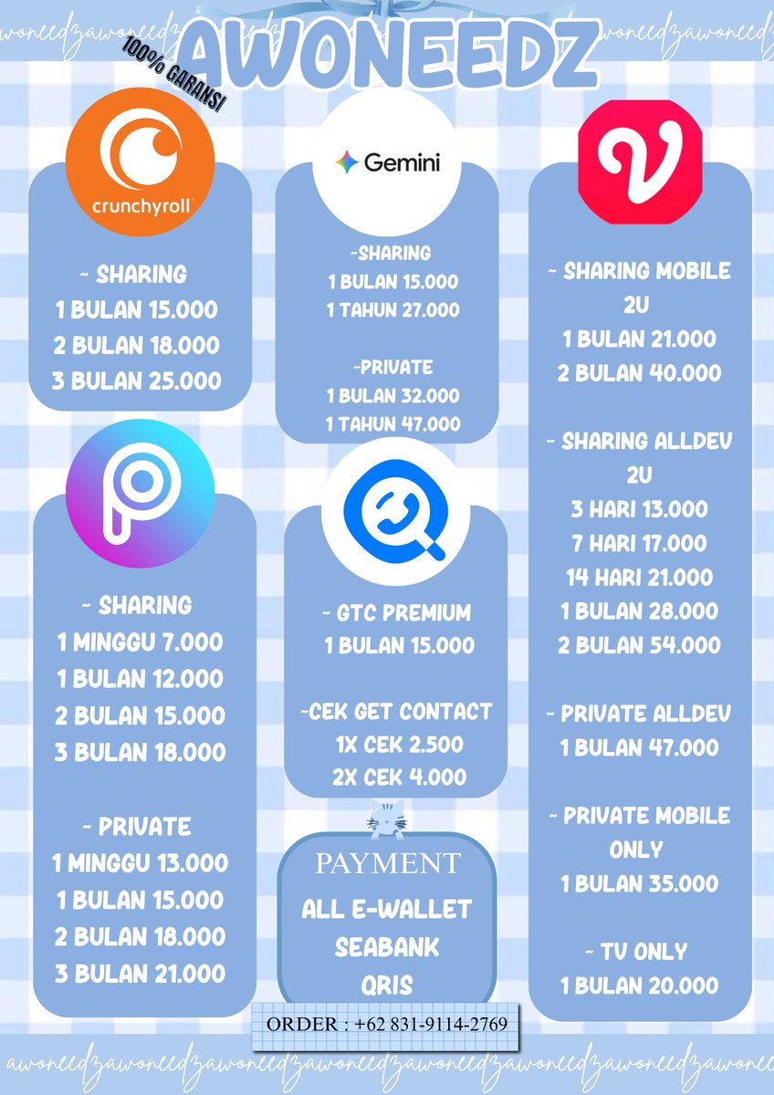 xxelottes's tweet photo. WTS WTB READY APLIKASI PREMIUM MURAH DAN BERGARANSI

NETFLIX SPOTIFY DISNEY CANVA CAPCUT IQIYI VIU WETV YOUTUBE HBO YOUKU LOKLOK APPLE MUSIC CHAT GPT GEMINI

FAST RESPON : https://t.co/kFt2RxDjVY 

#zonauangᅠᅠᅠ #zonajajan https://t.co/vfd323hOgc