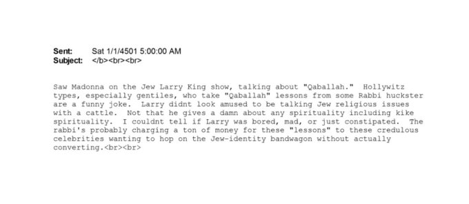 ferozwala's tweet photo. https://t.co/WrPk8js6If
Jeffrey Epstein called #Madonna_Louise_Ciccone “cattle” after seeing her on the “Jew Larry King Show,” where she discussed “Qaballah” & took “k*ke spirituality” lessons from “some rabbi huckster," expressing disdain with celebrities hopping on the "Jew-identity bandwagon without actually converting."
#Epstein_Files #USA
It has been extensively documented that Madonna got into Kabbalah, Jewish mysticism, and introduced people like Britney Spears to the movement.
@AFpost