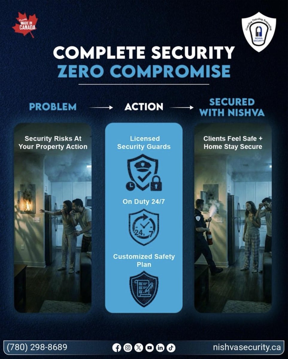 NishvaSecurity's tweet photo. Complete security. Zero compromise.
From risk to resolution—Nishva protects what matters most. 🔐🇨🇦

#NishvaSecurity #CompleteSecurity #ZeroCompromise #SafetyFirst #SecurityServices #TrustedProtection https://t.co/m7A9FVmn3h