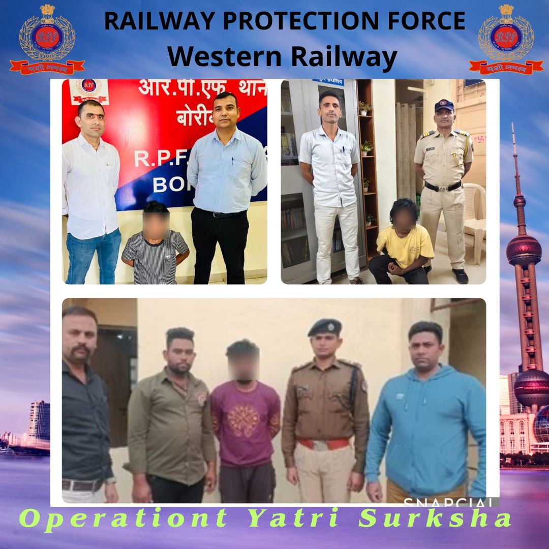 Operation Yatri Suraksha
On 31.01.2026 vigilant RPF staff caught three offenders who had been involved in stealing property worth Rs 32,000/- at Vasai Road, Borivali, Ahemdabad Stations. After inquiry, handed over to GRP for further legal action. 
<a href="/RPF_INDIA/">RPF INDIA</a>