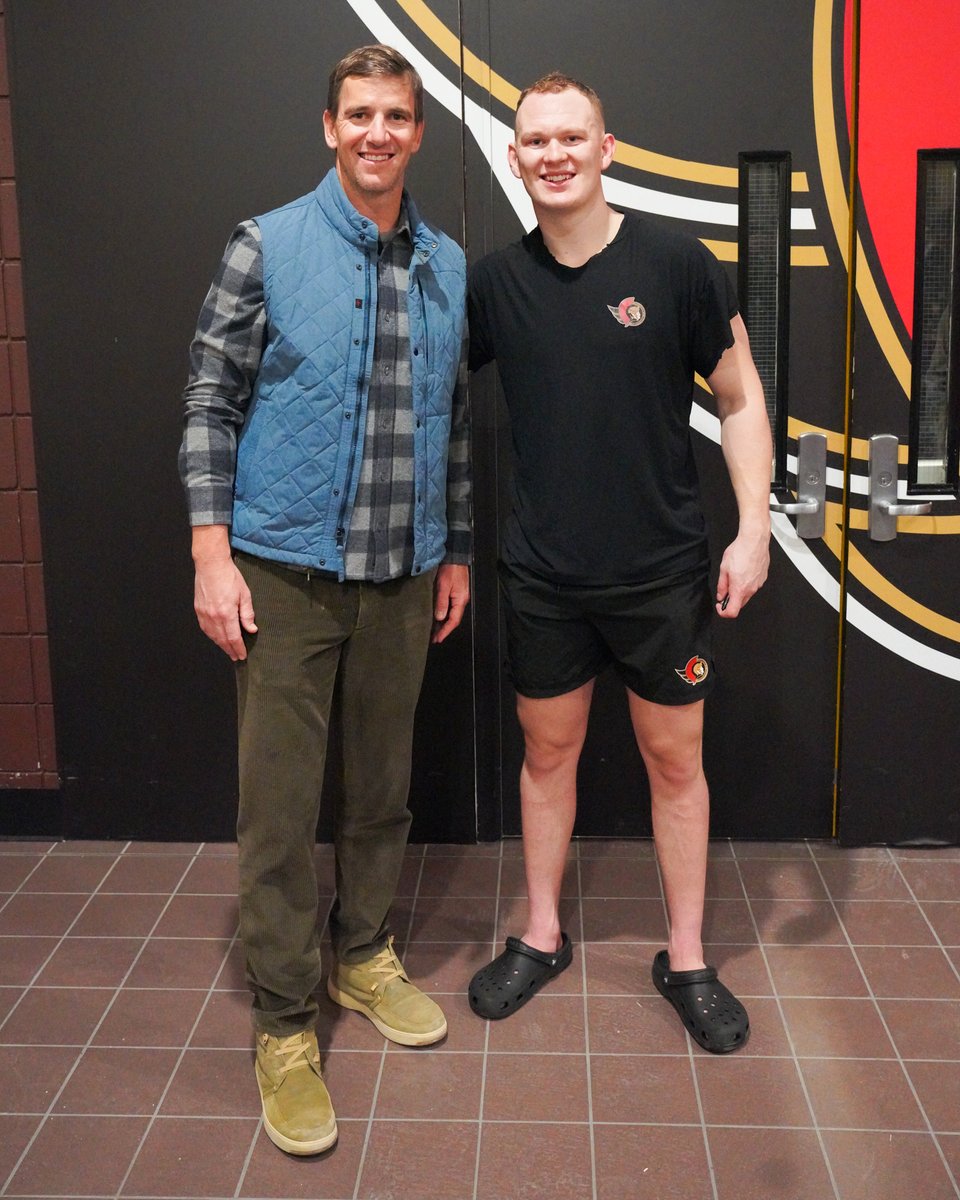 Senators's tweet photo. The only Brady that Eli has never beaten 😎

#GoSensGo 🤝 @Giants https://t.co/5K4Vgg1eyQ