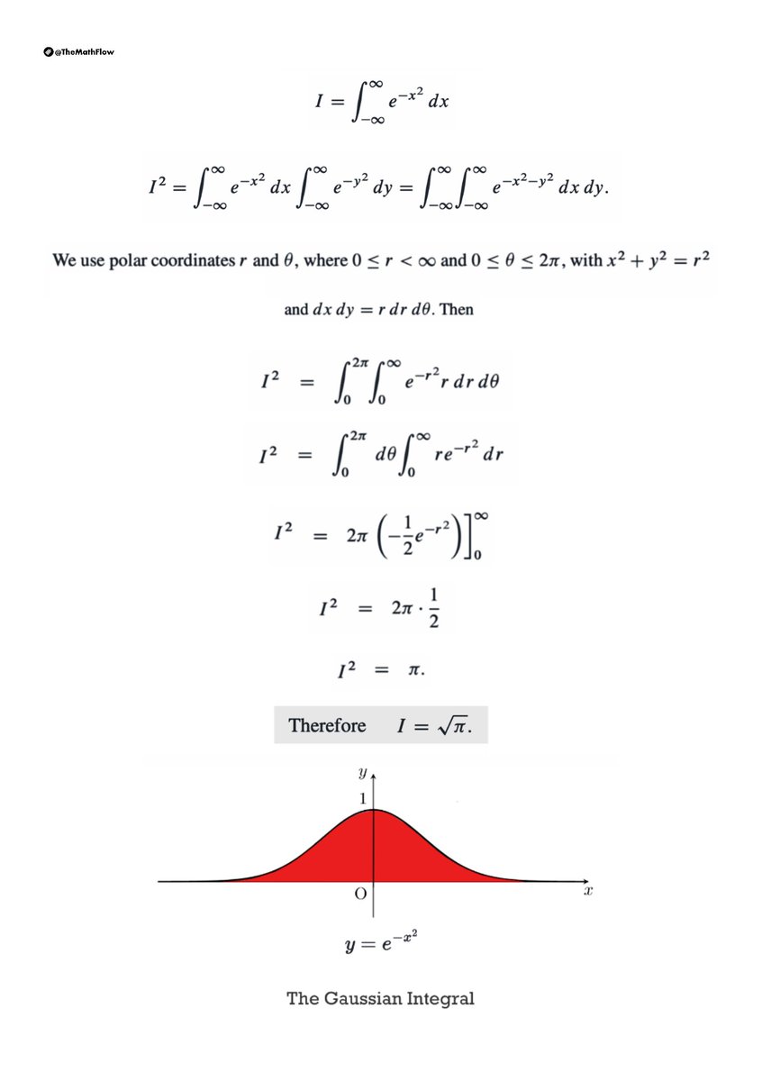TheMathFlow's tweet photo. The Gaussian Integral. https://t.co/smGFxrX6bz