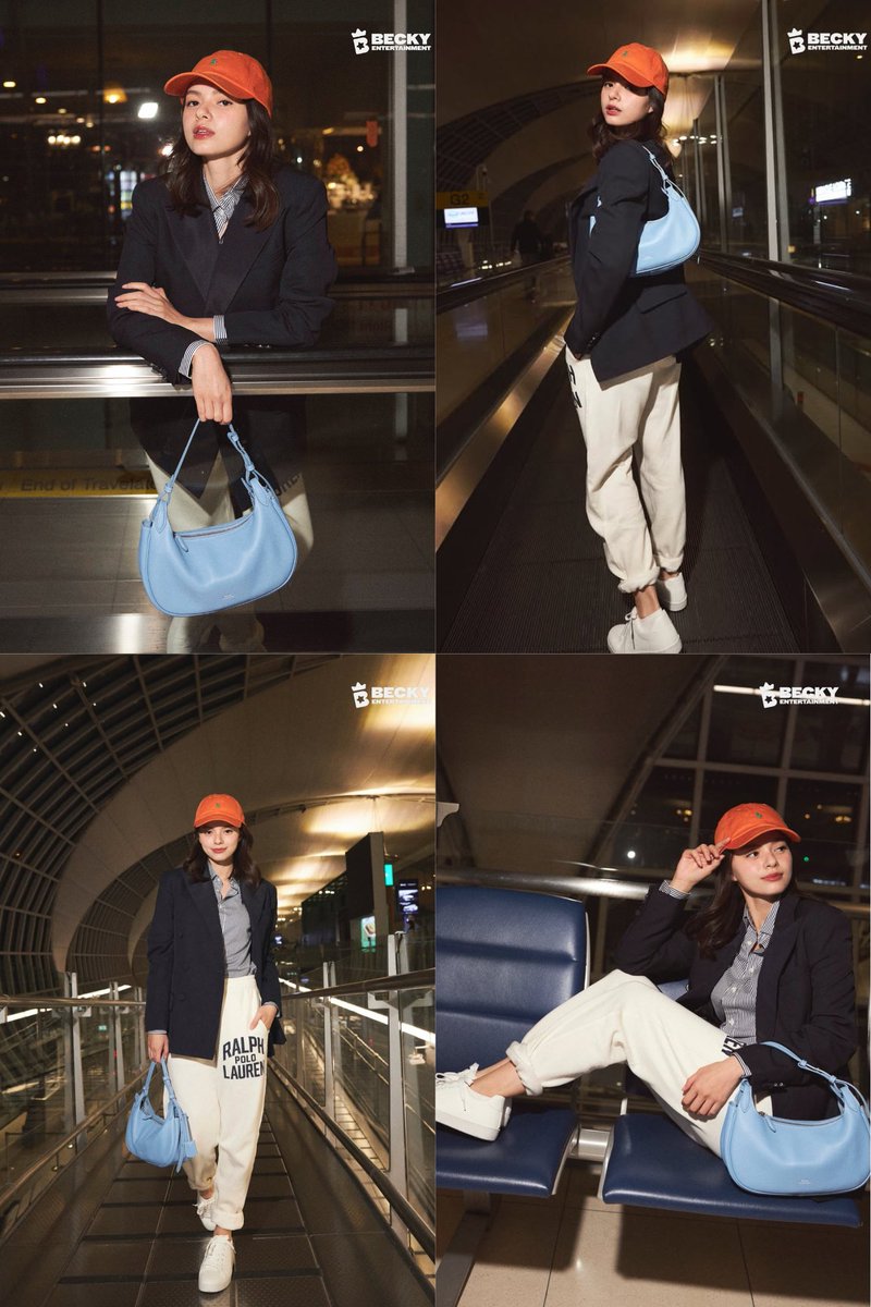 becky_data's tweet image. Only Becky could make a suit, sweatpants, an orange cap, and a blue bag look this good.

REBECCA AT AUSTRALIAN OPEN 
#BeckyxPoloRLStyle
#BeckyxAO26