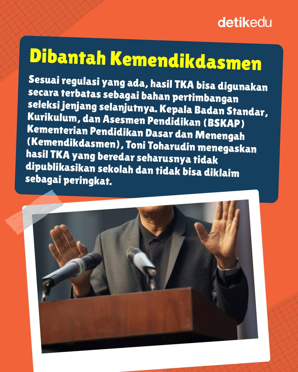 detik_edu's tweet image. Media sosial ramai membagikan peringkat SMA terbaik versi nilai Tes Kemampuan Akademik (TKA). Sejumlah sekolah ternama disebut berada di puncak daftar.  

#detikedu #TKA #Kemendikdasmen

&amp;gt;&amp;gt; detik.com/edu/sekolah/d-…