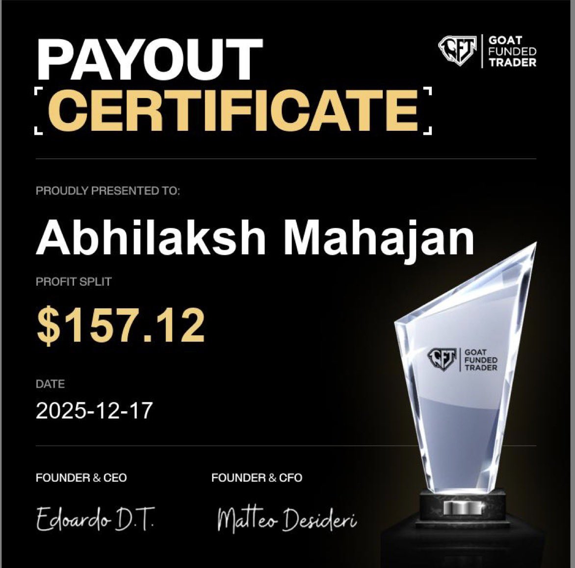 This post is for beginners.

I see people directly start trading with futures prop firms. 

I recommend start with CFD Prop Firms &amp; with small account size. 

I started with 5000$ accounts with <a href="/GoatFunded/">Goat Funded Trader</a> which costed me around 17$-20$ per account. 

Always took their 2 step