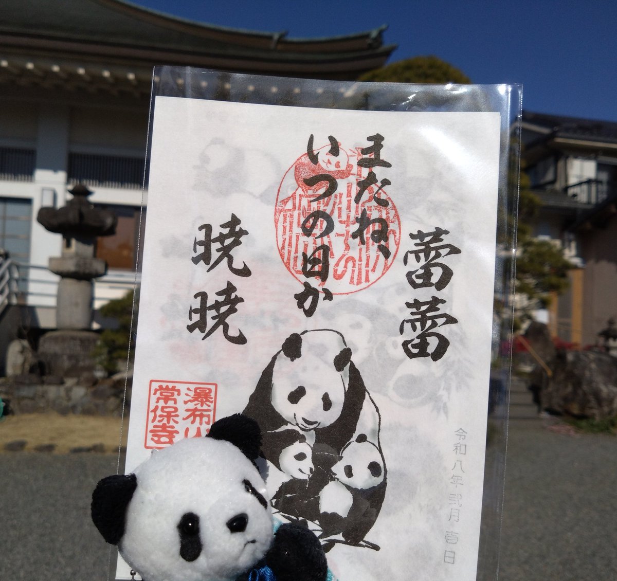 いや、いや、いや😆💚🐼🐼🐼💛
これ…知ったら行かなくちゃ…って…
だが、しかし、、、
めっちゃ遠かった🚃💨💨💨(* ॑꒳ ॑*  )💦
#シャオレイ　#御朱印　#パンダ