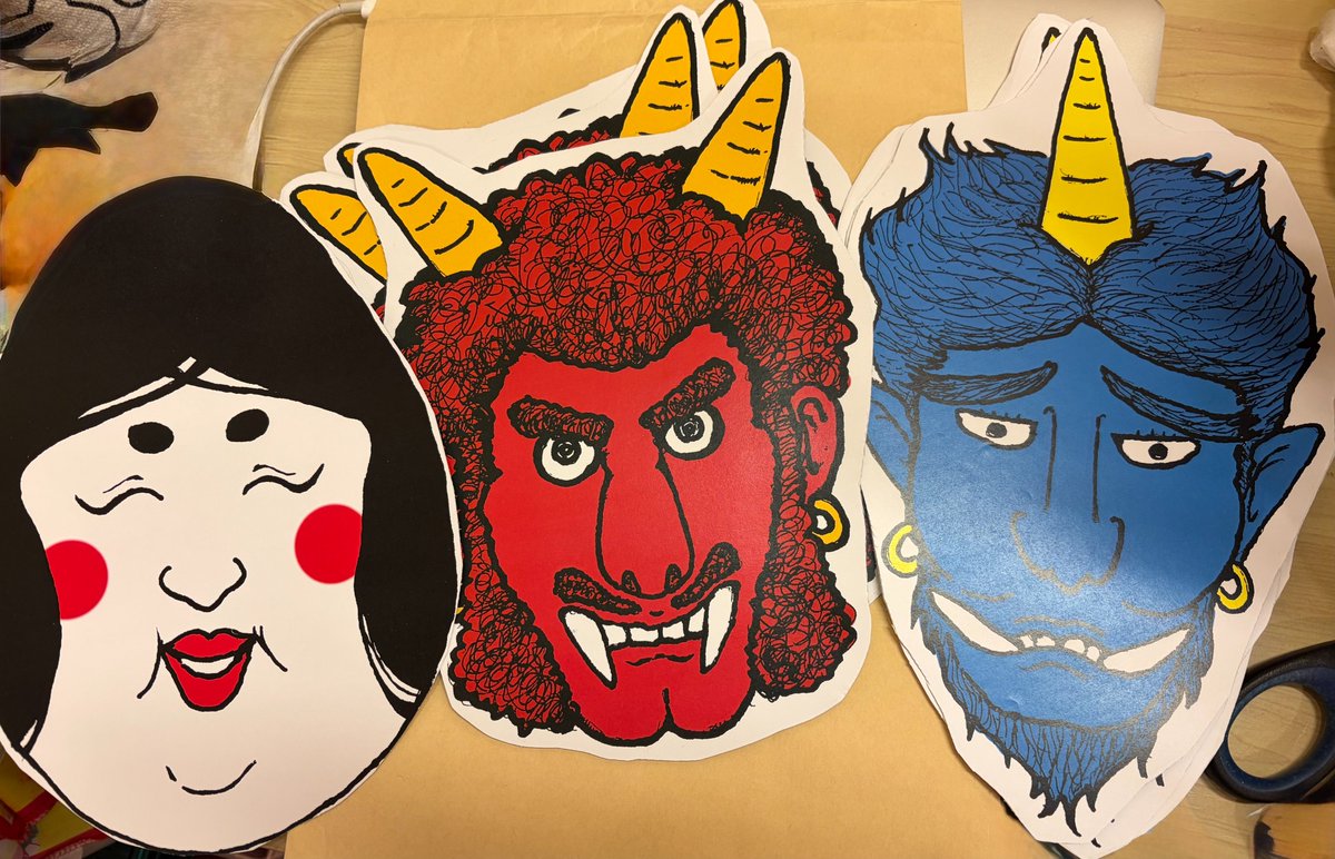 👹節分お面データプレゼント💕 あさみ画伯による超劇画タッチの赤鬼