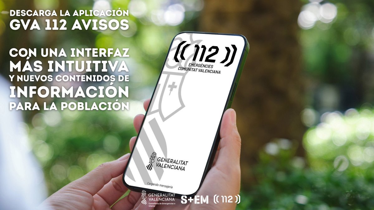 GVA112's tweet photo. 💡📳Ya tienes la app GVA Avisos?

🔥⛈️🍃Con ella sabrás en todo momento el estado de los riesgos meteorológicos en la Comunitat Valenciana.
📶La aplicación está diseñada para un consumo mínimo de datos y el tamaño de la información descargada es mínimo.

#Consells112CV https://t.co/zRNPjK1FlL