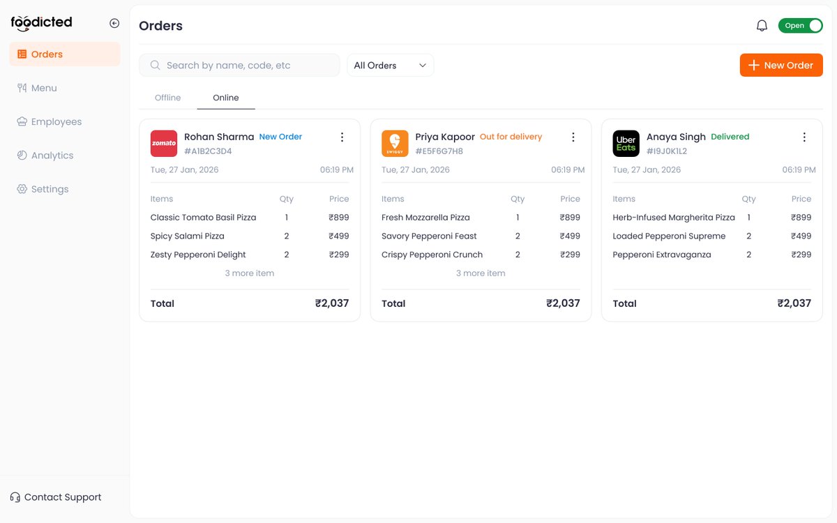 madebymanishh's tweet photo. Designed order page for Restaurant Management System, resturant owner's can easily view the booked tables, order status, total price, wether it is dine in or take away, everything at a single glance. That's how UX should be, easy and scannable in one view https://t.co/BxNV9oi8Oz