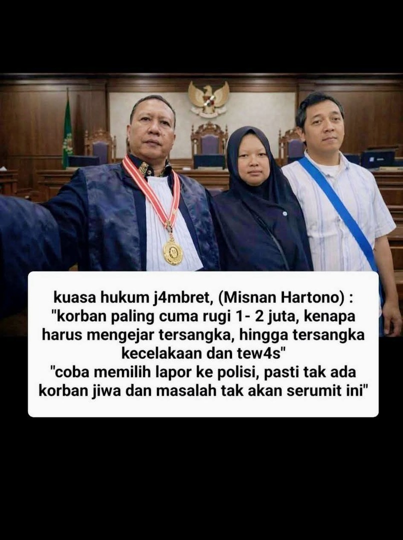 setelah di telusuri lebih jauh pengacara jambret dengan pelaku jambret satu suku satu kampung 
sama sama orang pagar alam lur