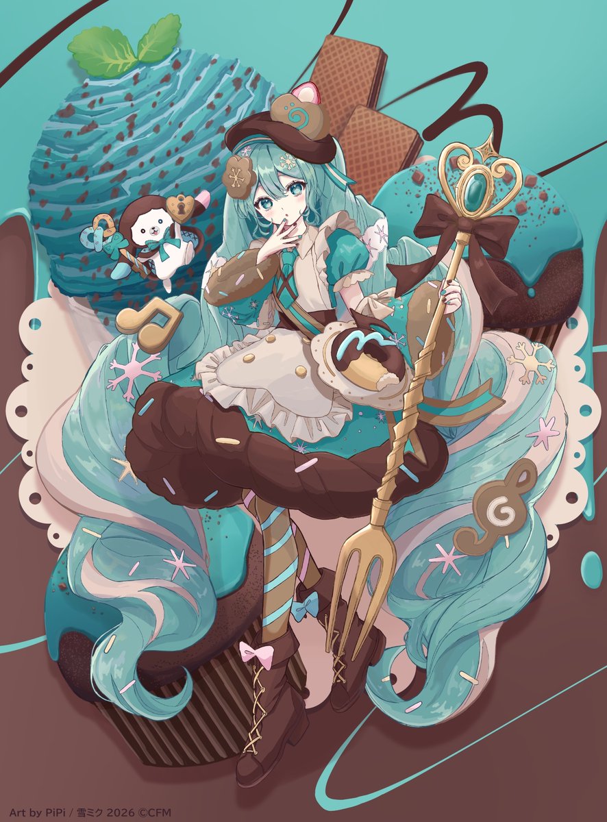 PiPi様の線画をお借りしました！チョコミントです🍫 #第三十五回塗りマス