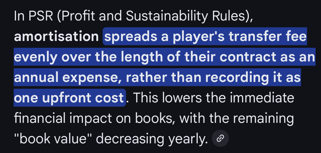 GladwinTim's tweet photo. @LufcTeej30186 @1919analysis @RyanJDay U posted this. Read it again. If Perri is sold his contract length wd be c.7 months, all within a single accounting period. So, of course, the expense in June's accounts would be the full transfer fee. It can't be spread over more than 1 accounting period cos his contract wd end. https://t.co/Ttw9ARVONx