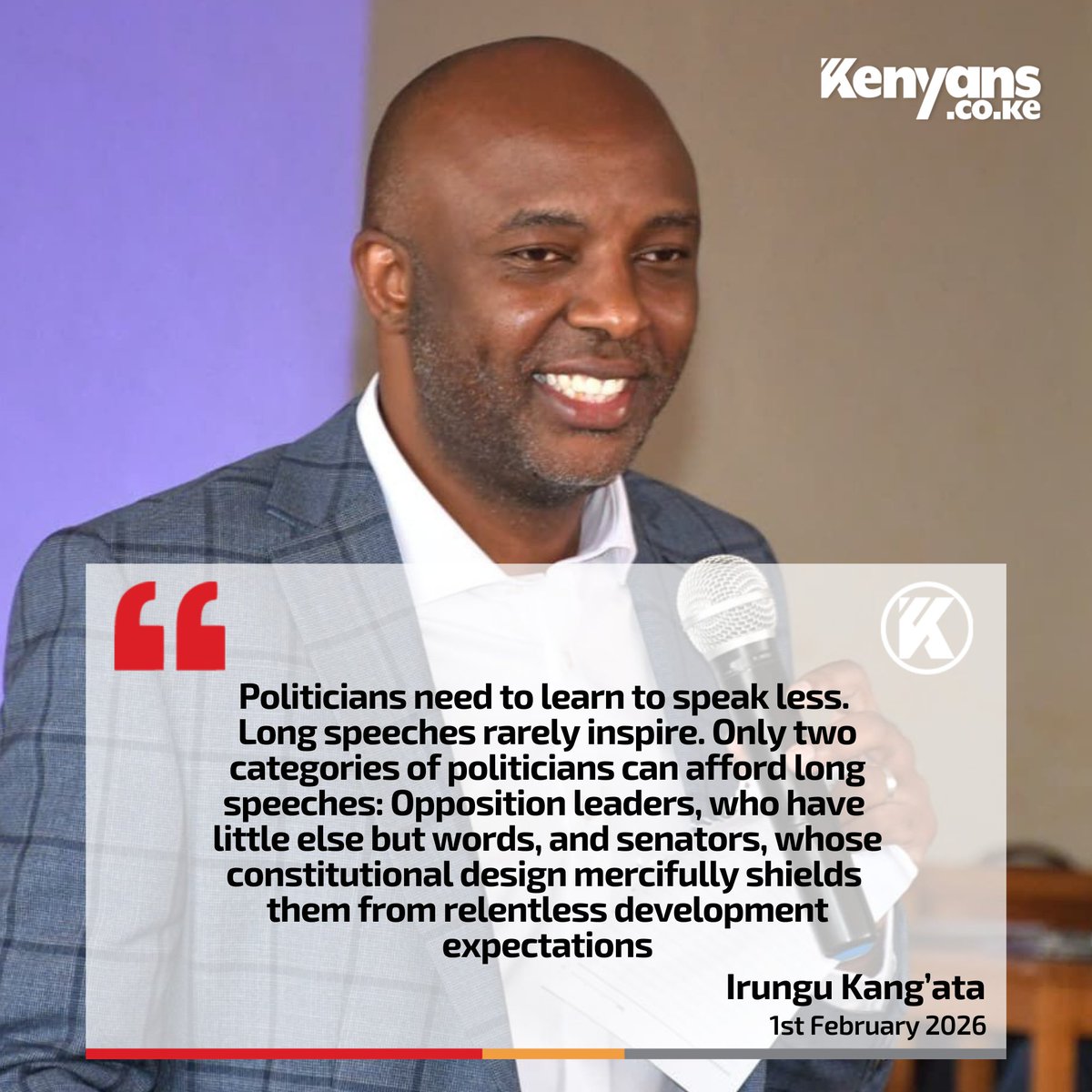 Politicians need to learn to speak less - Governor Irungu Kang'ata