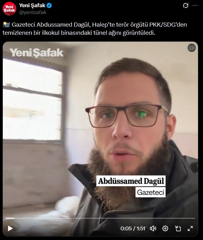 RudawTurkce's tweet photo. Türkiye'de devletin başına 4 milyon TL ödül koyduğu, İçişleri Bakanlığı'nın "Terörden Arananlar" listesinde sarı kategoride yer alan Samet Dagül, "gazeteci" olarak lanse edildi

 Halep'teki Kürt mahallerinden videolar paylaşan Almanya doğumlu Dagül, El Kaide üyeliğinden aranıyor https://t.co/Dbu205MVEg