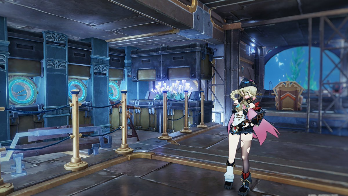 star2pot's tweet photo. 過去に作った潜水艦BARをリメイクしました。ナドクライ調度品を色々と加えてます。

奥には海中の景色を眺められるコクピットぽい部屋もあります🐠

模本は後日配布予定です

#sereniteapot #HoYocreators 
#GenshinImpact #塵歌壺 https://t.co/lTmYJylL9w