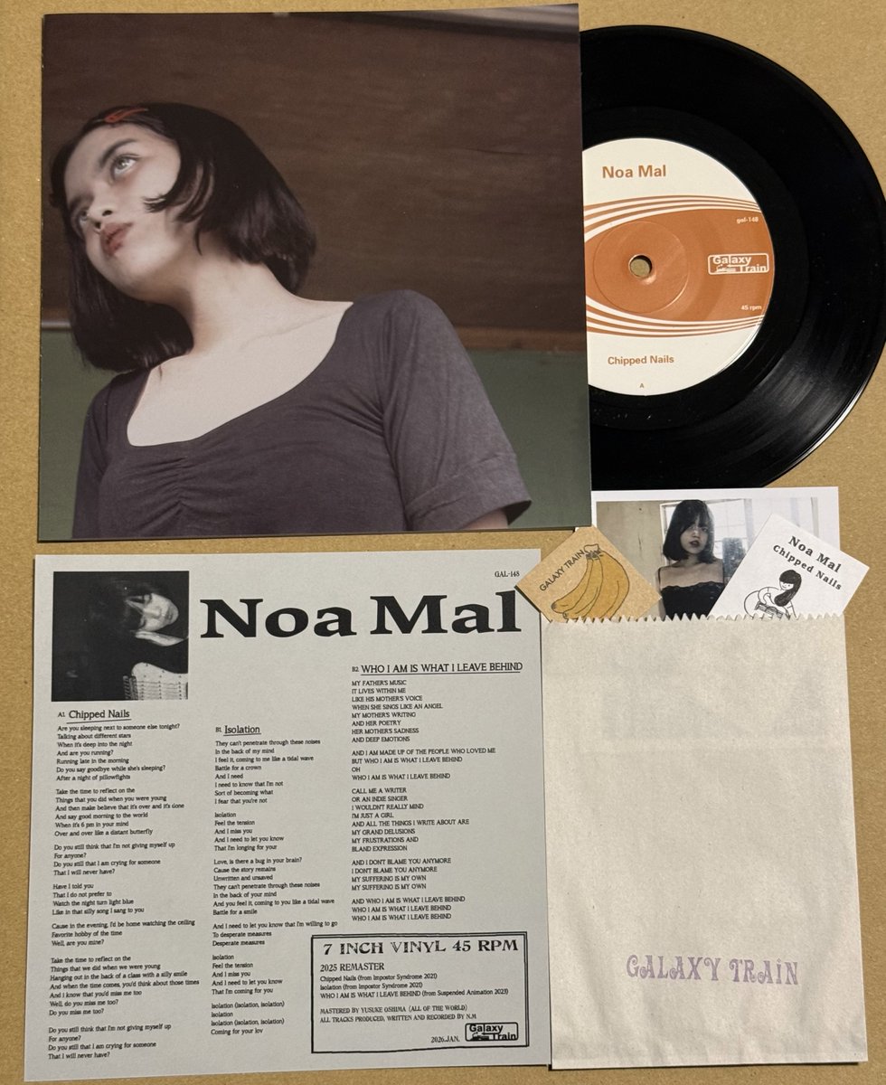 GalaxyTrainTape's tweet photo. galaxy train 2026 
released>
gal-151 Laika Songs “I can feel an ending” TAPE
gal-152 Julian Wa “Far Out EP” TAPE
gal-148 Noa Mal“Chipped Nails” 7” VINYL
event>
*Tokyo Galaxy-galaxy train vol.63-
Mar.14(Sat) at Nanahari(TOKYO)
to mountain/Saito & Takahashi/bergamot romance/Menow
*rooftop Galaxy-galaxy train vol.64-
Apri.12(Sun) at casablanca rooftop(NAGOYA/IKESITA)