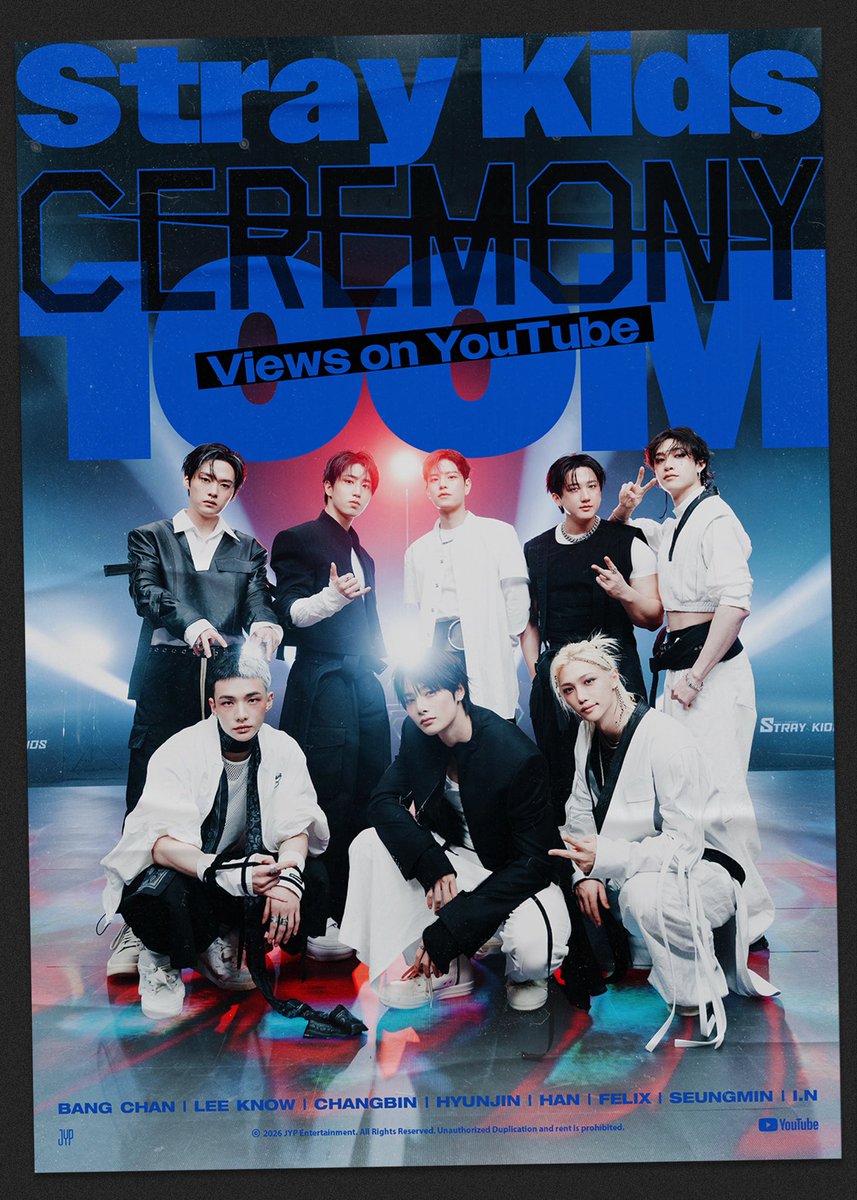 Stray Kids(스트레이 키즈) "CEREMONY" M/V
🏆100 MILLION VIEWS🏆

장식하지 1억 뷰🍾
Thankful to STAY💙

youtu.be/P7vBoGWoReg

#StrayKids #스트레이키즈
#KARMA
#CEREMONY
#YouMakeStrayKidsStay