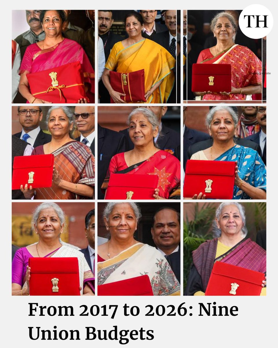 the_hindu's tweet photo. Finance Minister #NirmalaSitharaman will present her ninth Union Budget in Parliament today (February 1, 2026) — the first time in India’s history that the Budget is being presented on a Sunday. 

Did you know? She also holds the record for the longest Budget speech, speaking for 2 hours and 42 minutes in 2020 before stopping due to exhaustion.

Click here https://t.co/19s31DAr70 for live updates. 

 #unionbudget2026 #budgetwiththehindu