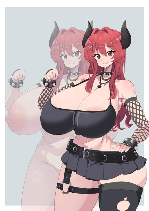 skebより、よその娘を描かせていただきました…! 「おしゃれな娘には、隣に全裸立ち絵を添えよ」と言いますからね…!