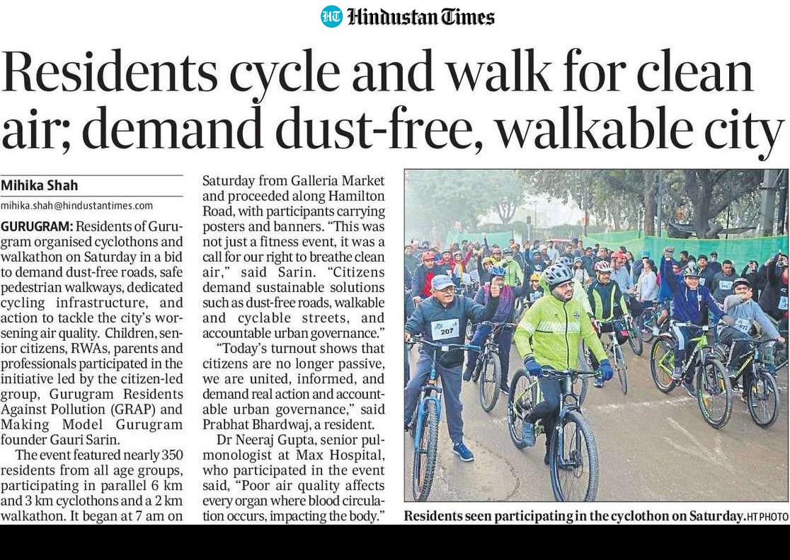 GauriSarin's tweet photo. Media continues to support cause of Citizens asking for basic liveability - roads and footpaths that are safe and last mile connectivity to public transport. It's time to think of cities in a holistic manner and not piecemeal. When we create alternatives, people shift behaviours too. Killing cities with pollution is no longer viable. #PoorAirAffectsAll. Stop #BadUrbanism and replace by #SustainableUrbanism. @amitabhk87 @byadavbjp @bhaumikgowande @mlkhattar  @PMOIndia @nsitharaman @RajivKumar1 @sanjeevsanyal @manashuman @DC_Gurugram @CAQM_Official