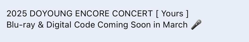 2025 DOYOUNG ENCORE CONCERT [ Yours ]
Blu-ray &amp; Digital Code Coming Soon in March🎤

유어스 블루레이 3월 발매 예정

#도영 #DOYOUNG #NCT #NCT127 #NCT도영 #NCT_도영