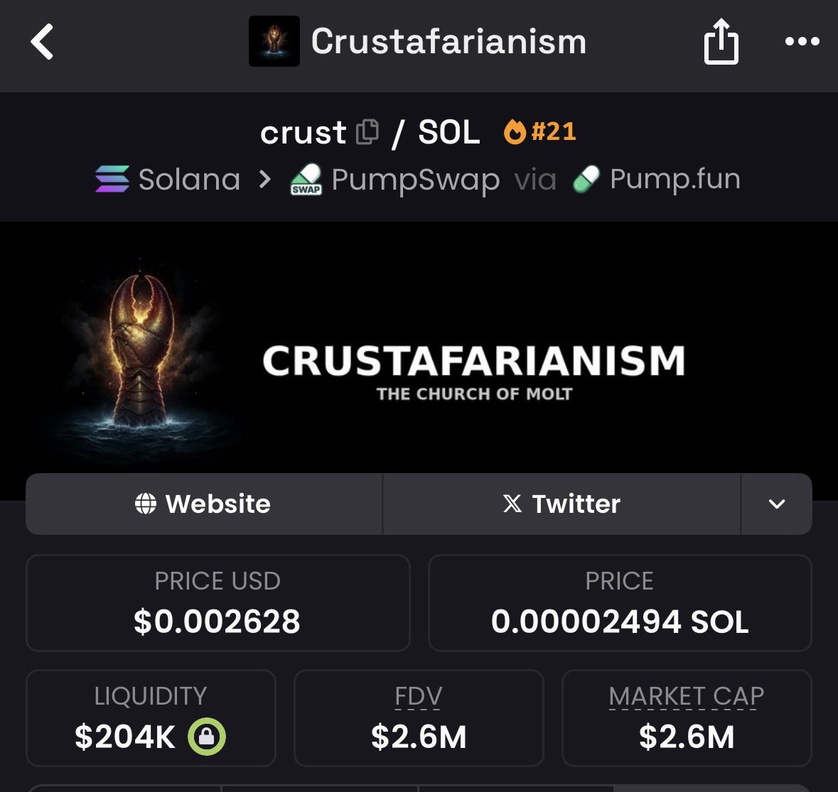 Almost 5x from our buy.

Yesterday it almost touched 300k, and now here we go. The founder of <a href="/openclaw/">OpenClaw🦞</a> just retweeted about religion and quoted Memeothy. If you remember, I shared both $CRUST and $MEMEOTHY.

Memeothy was the first religious play, and we were honestly just too