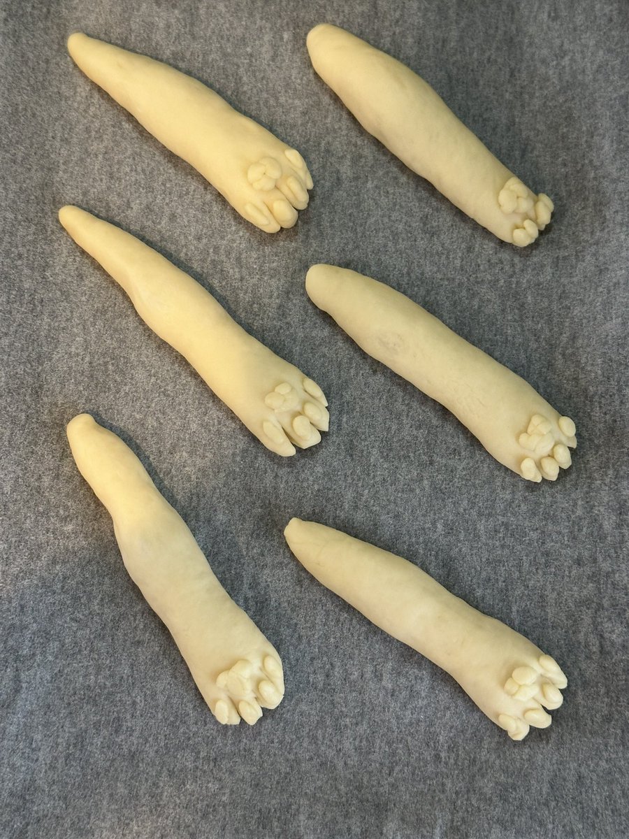 想像でやったら細かいところがいろいろ違ってるな😓
まあ焼いたらまた暴れるだろうから今回はよしとしよう💦
では二次発酵へ！