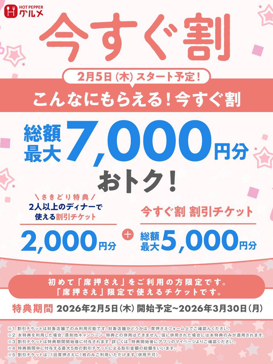 エントリーだけで2000円分の割引チケットがもらえる！2/1までに